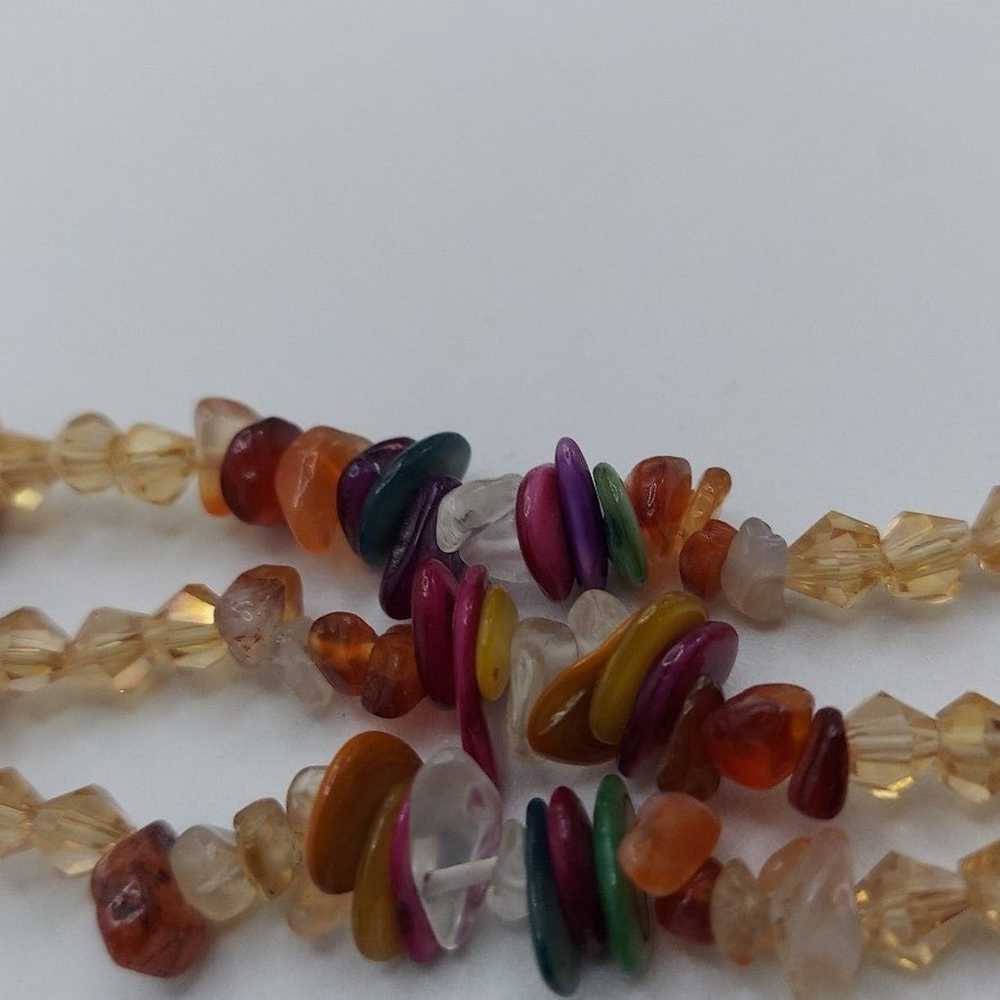 Multi-stone multi-color three strand necklace - image 3