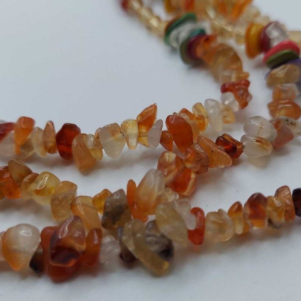 Multi-stone multi-color three strand necklace - image 4