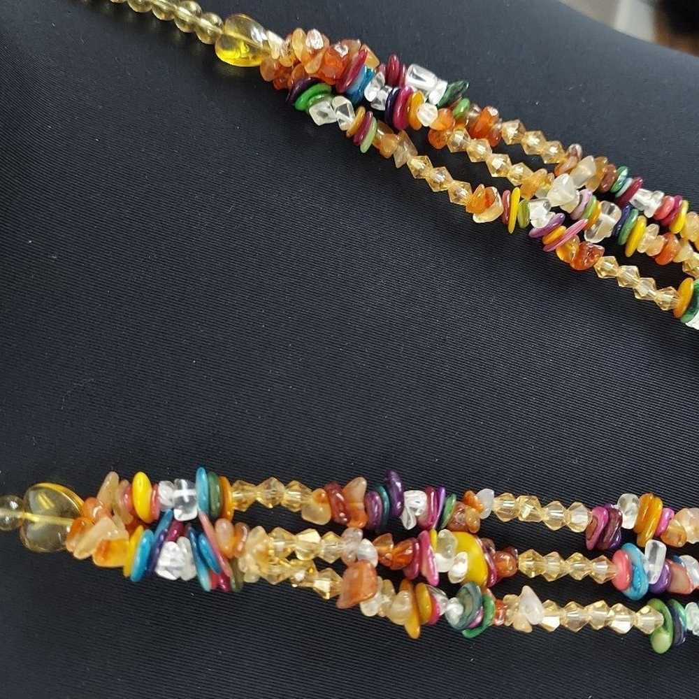 Multi-stone multi-color three strand necklace - image 8