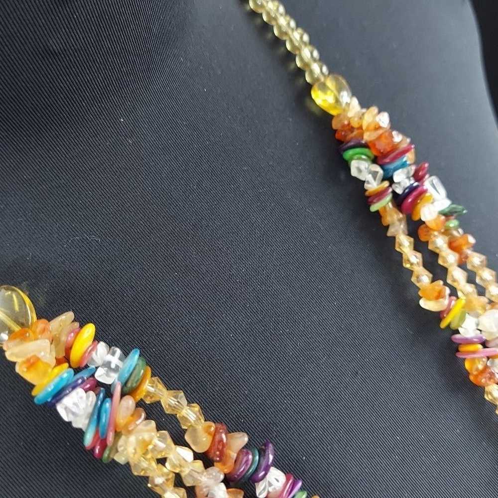 Multi-stone multi-color three strand necklace - image 9