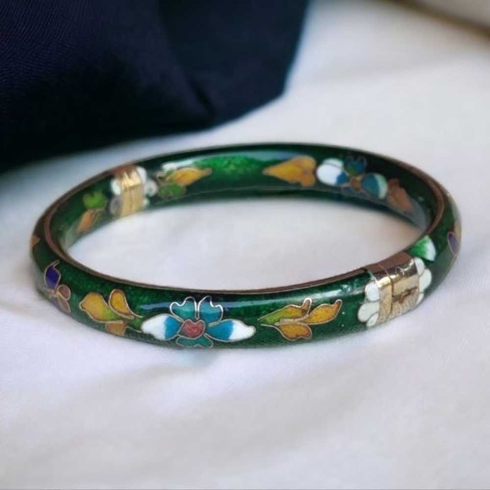 Antique 1900s hinged cloisonne bracelet - image 1