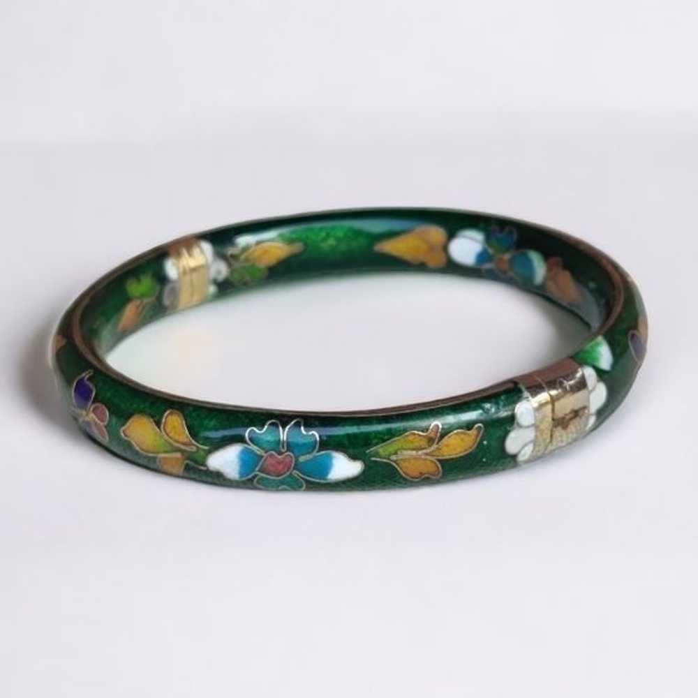 Antique 1900s hinged cloisonne bracelet - image 3