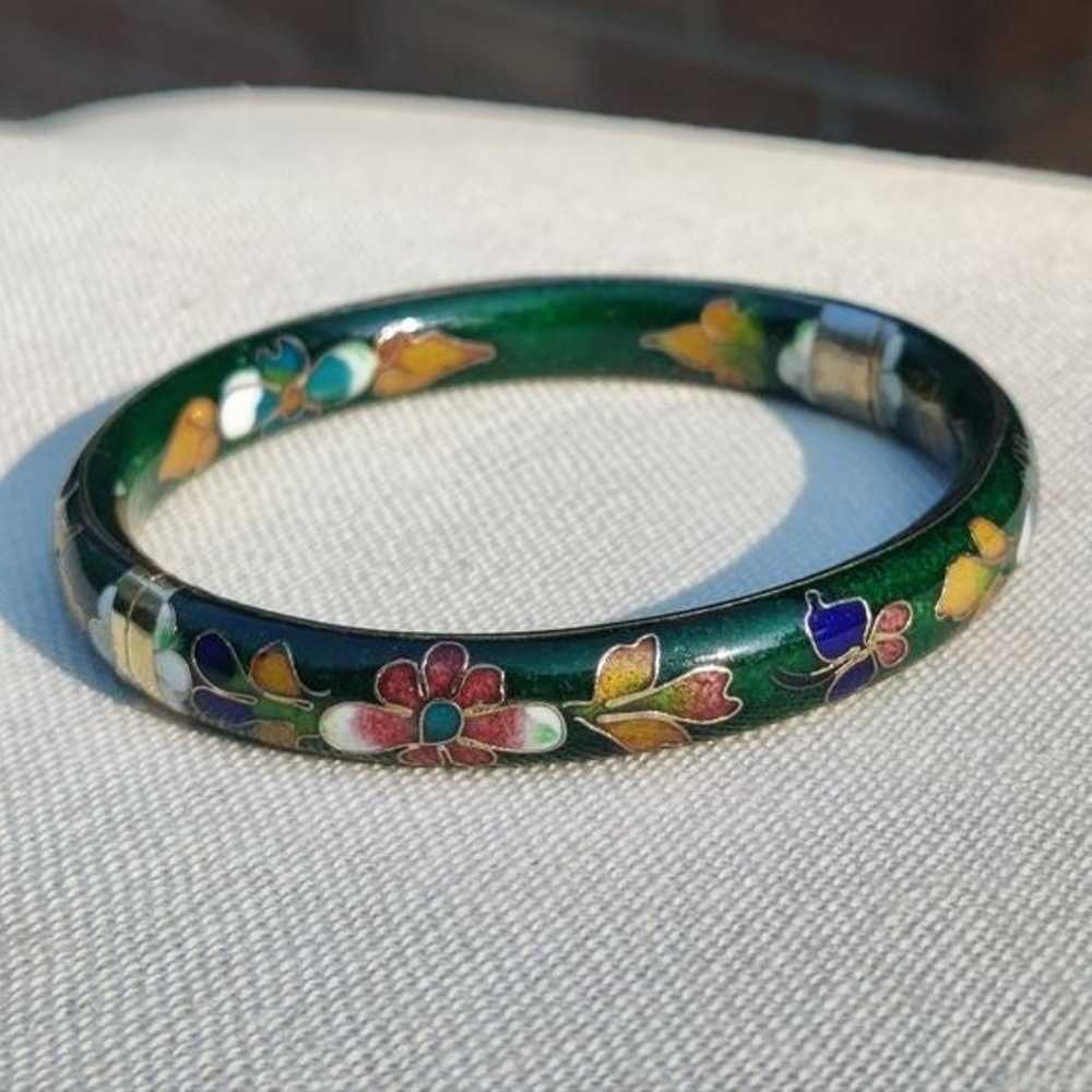 Antique 1900s hinged cloisonne bracelet - image 4