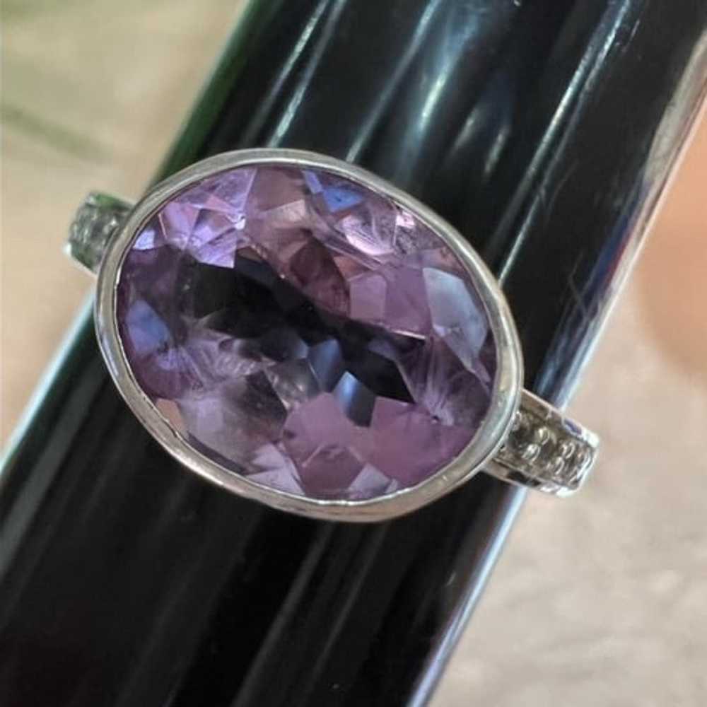 Sterling Oval Amethyst Ring Solid 925 Sterling Si… - image 1