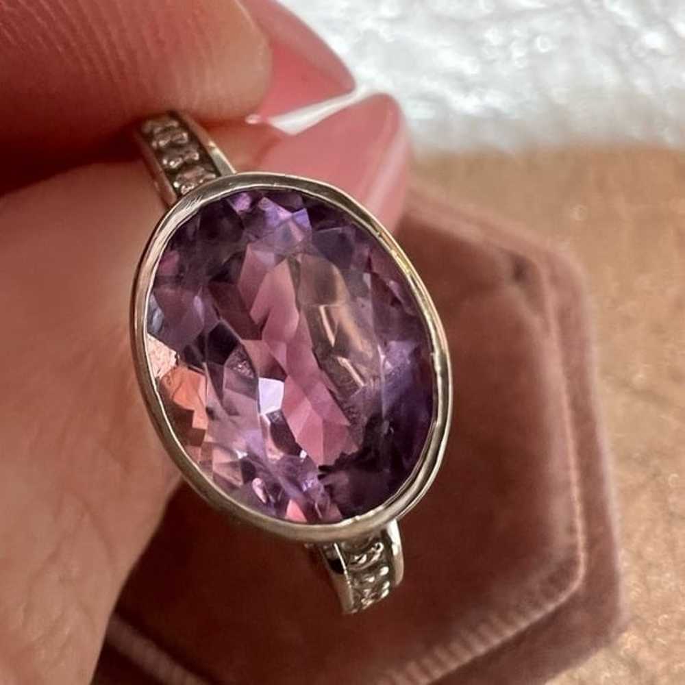 Sterling Oval Amethyst Ring Solid 925 Sterling Si… - image 2