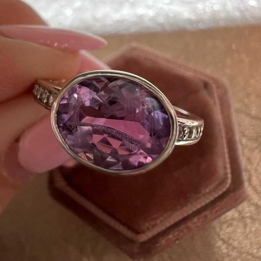 Sterling Oval Amethyst Ring Solid 925 Sterling Si… - image 3