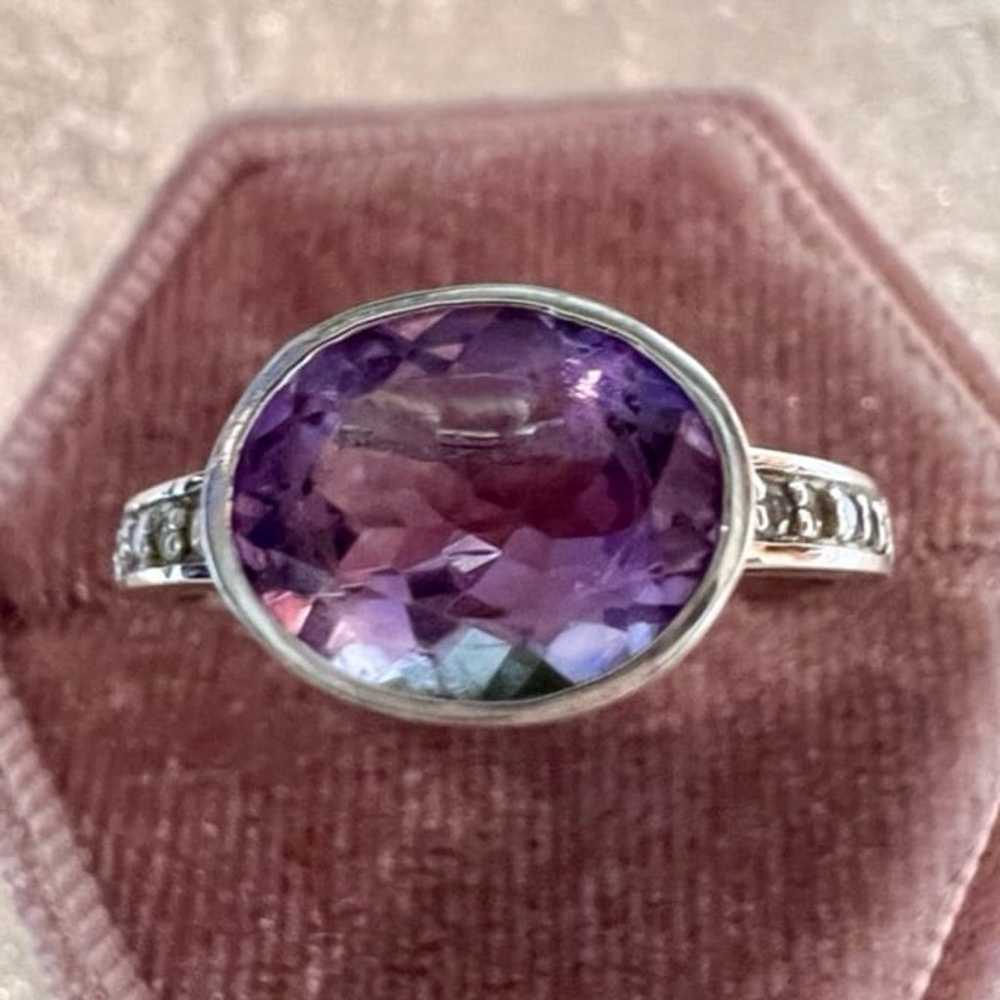 Sterling Oval Amethyst Ring Solid 925 Sterling Si… - image 4