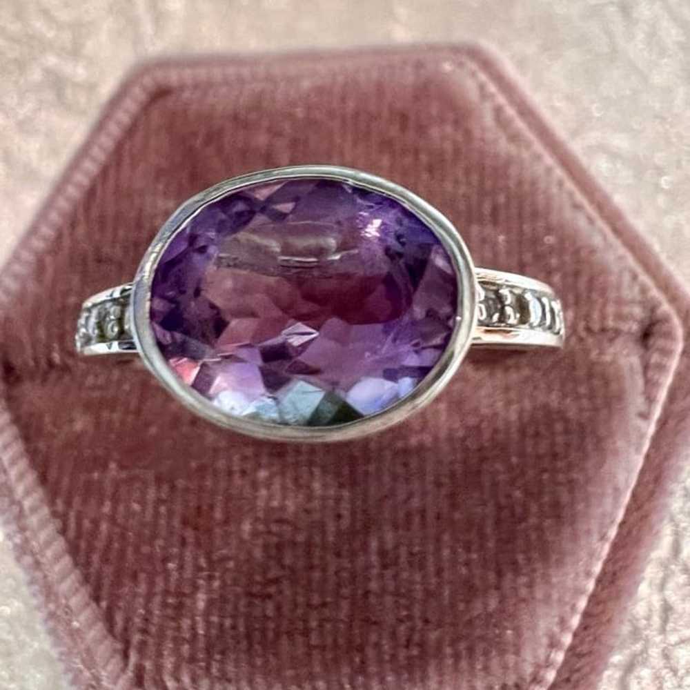 Sterling Oval Amethyst Ring Solid 925 Sterling Si… - image 8