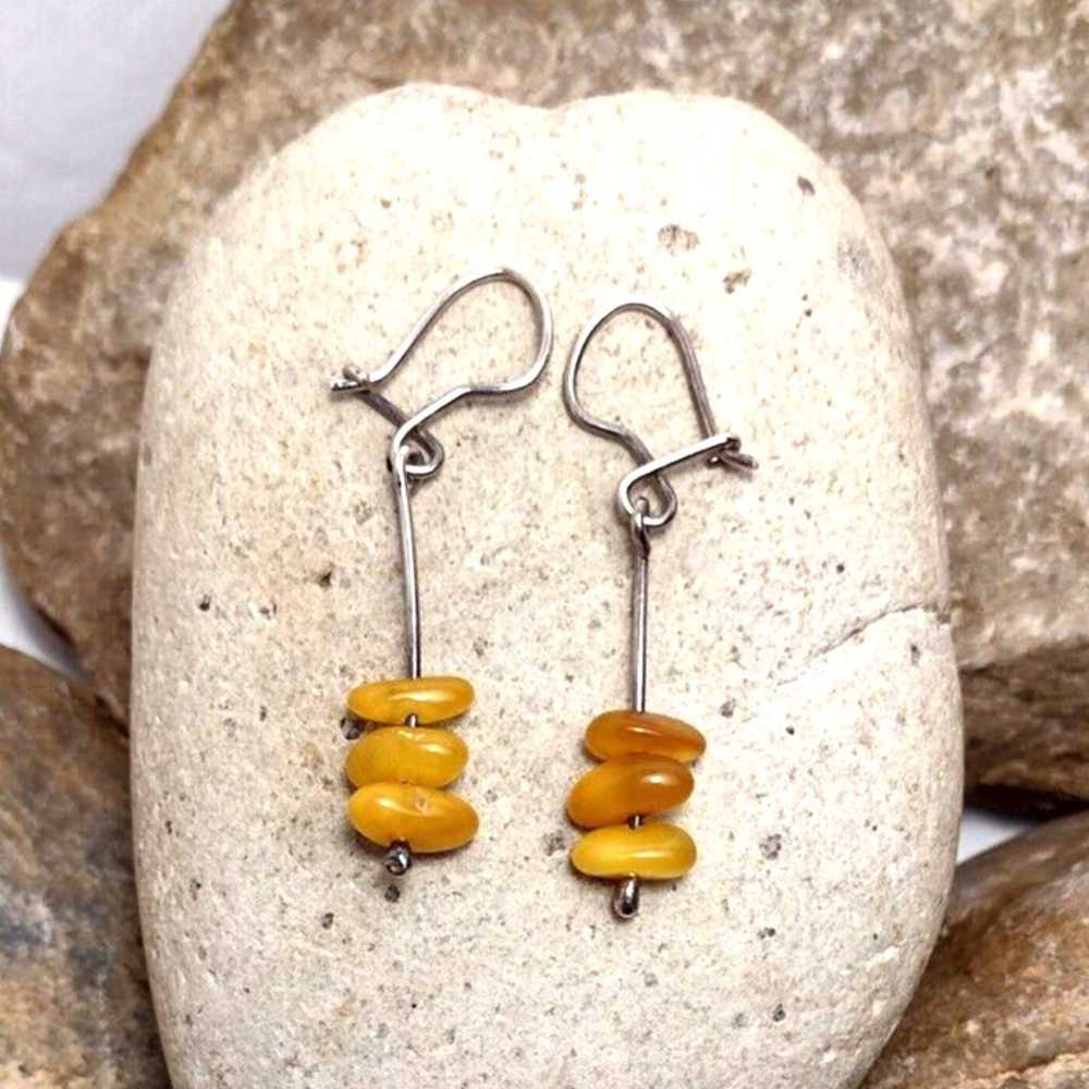 Vintage Egg Yolk Baltic Amber Butterscotch Sterli… - image 11