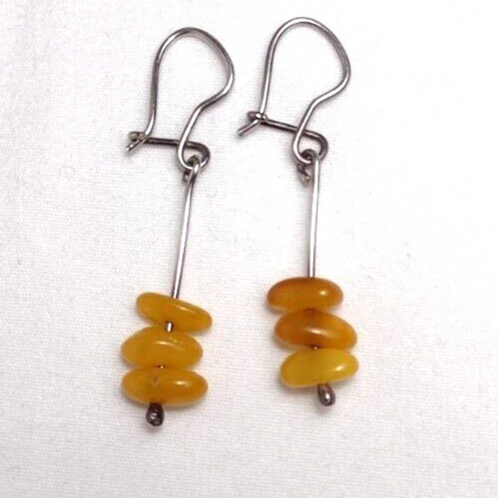 Vintage Egg Yolk Baltic Amber Butterscotch Sterli… - image 6