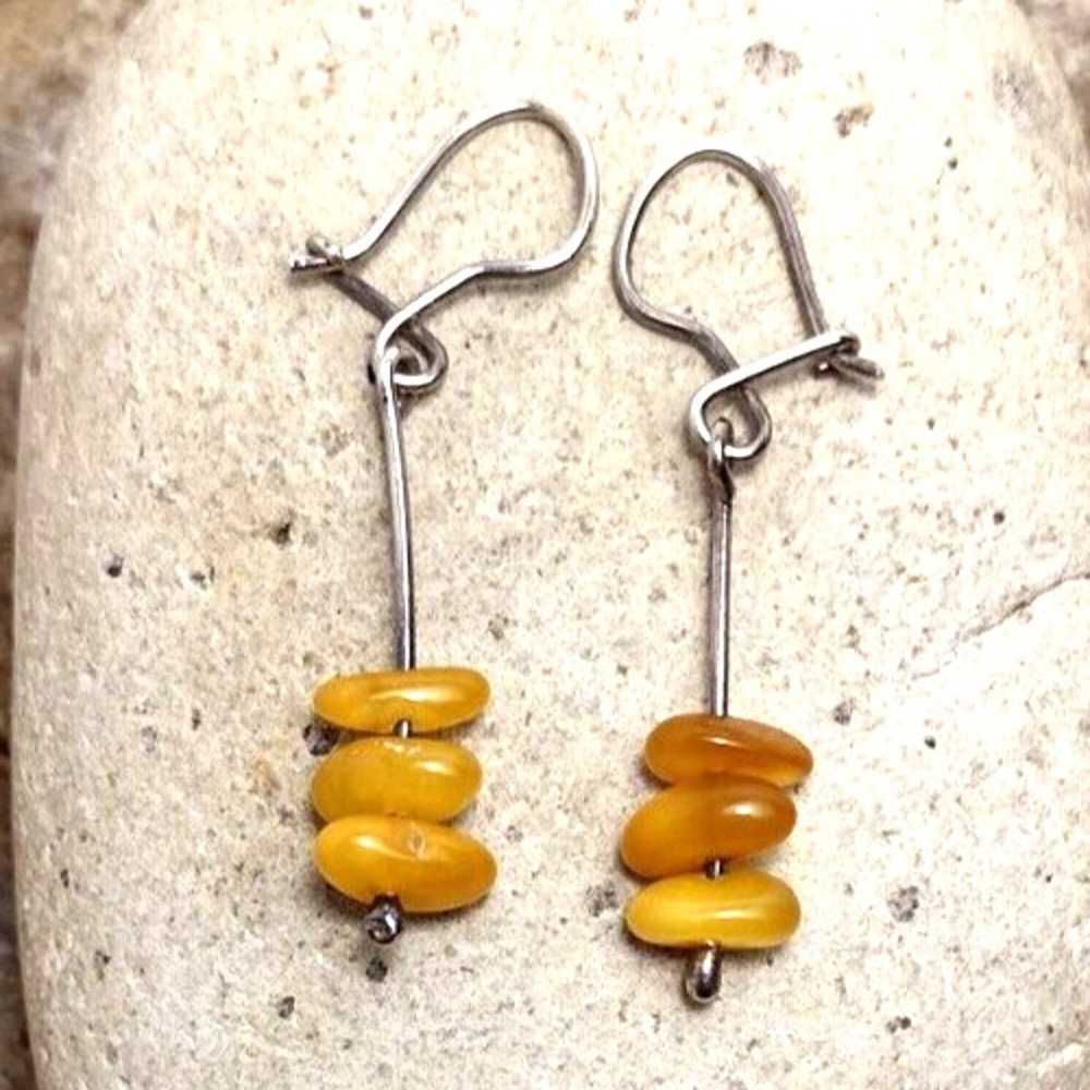 Vintage Egg Yolk Baltic Amber Butterscotch Sterli… - image 9