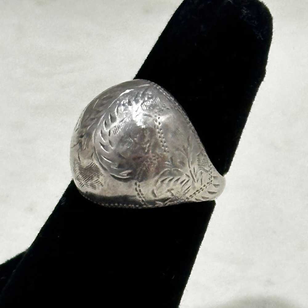 Vintage Sterling Silver Bubble Dome Etched Ring S… - image 3