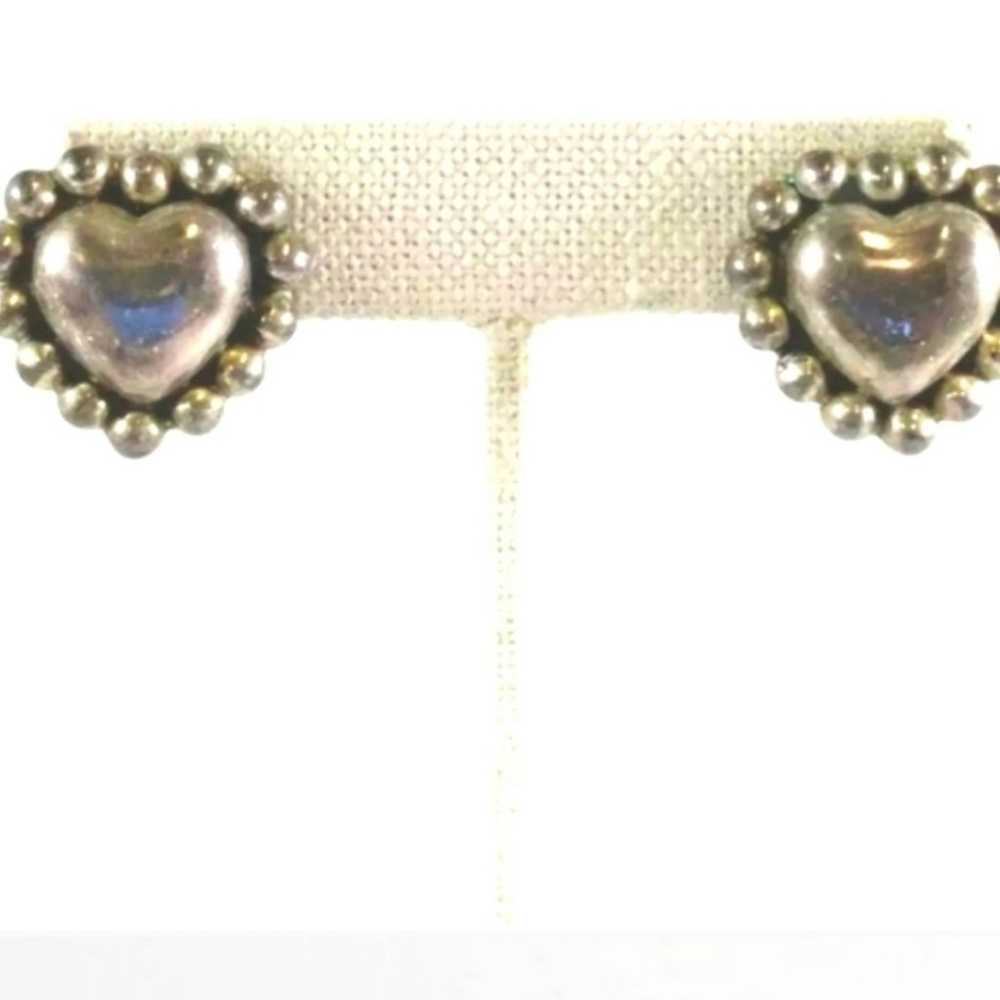 VINTAGE HEART STUD EARNINGS 925. Solid sterling s… - image 1