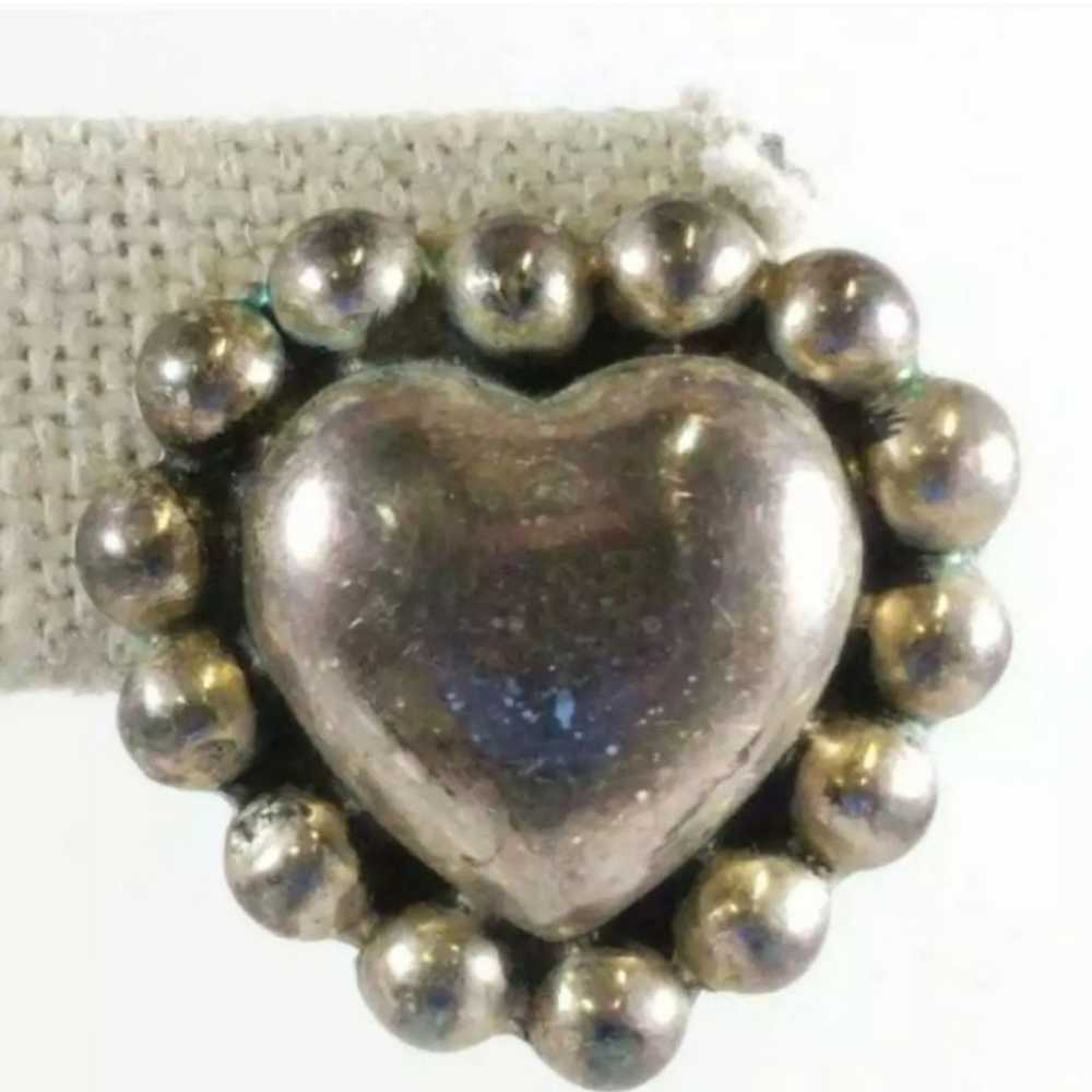 VINTAGE HEART STUD EARNINGS 925. Solid sterling s… - image 2