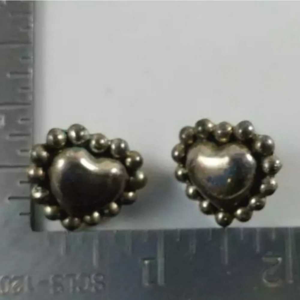 VINTAGE HEART STUD EARNINGS 925. Solid sterling s… - image 3