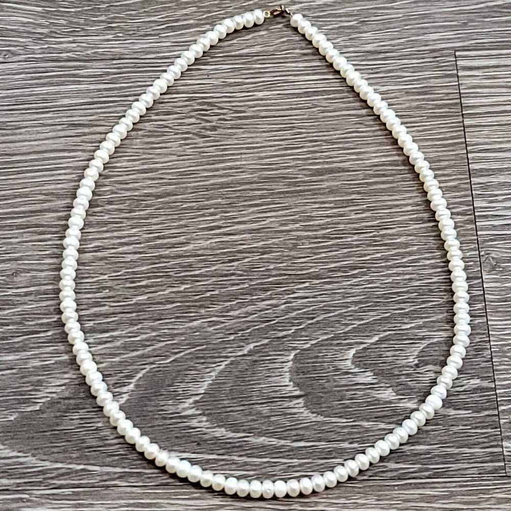 Vintage 10K Yellow Gold Pearl Necklace - image 1