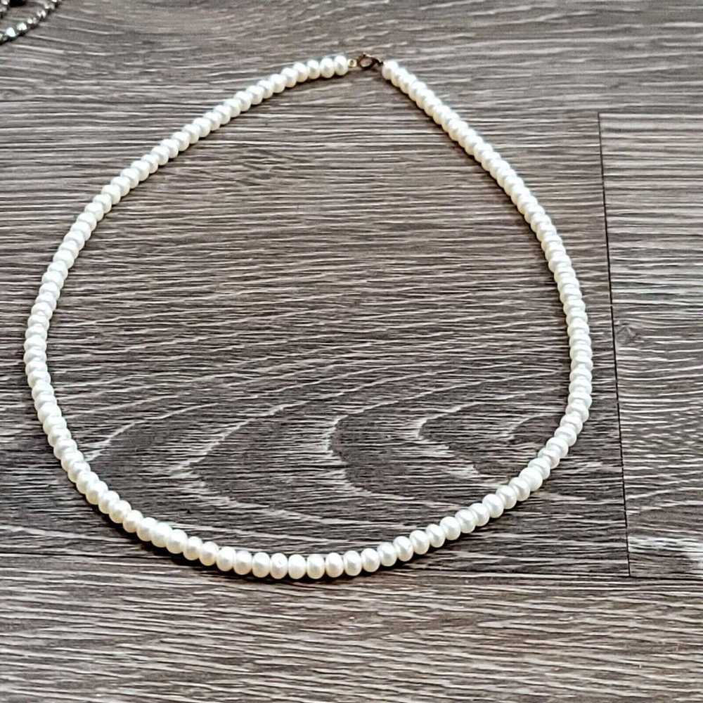 Vintage 10K Yellow Gold Pearl Necklace - image 2