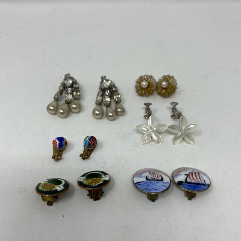 Vintage Earrings Lot 6 - Gold Tone Desig - image 2