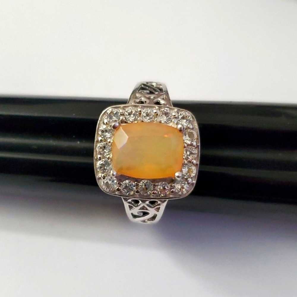 Sterling Silver 925 VianOpal Citrine Halo Ring - image 1