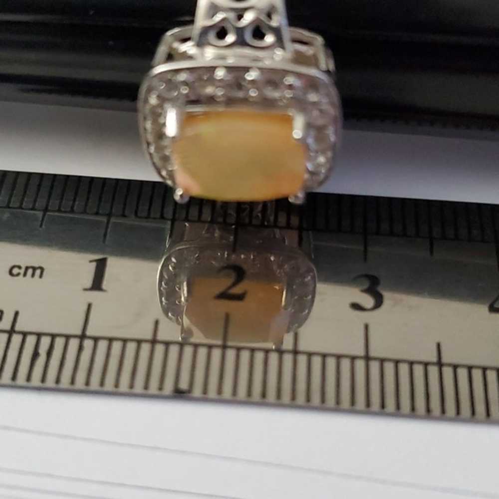 Sterling Silver 925 VianOpal Citrine Halo Ring - image 2