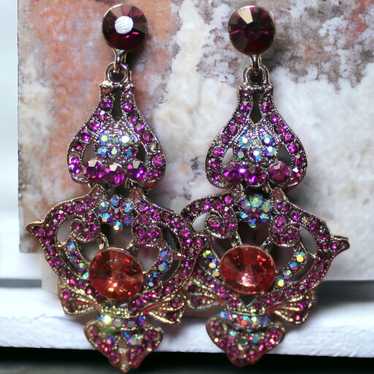 Vintage Heidi Daus Dangle Rhinestone Pierced Earr… - image 1