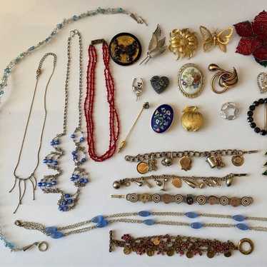 Lot- Vintage Jewelry Lot- Brooches, Necklaces
