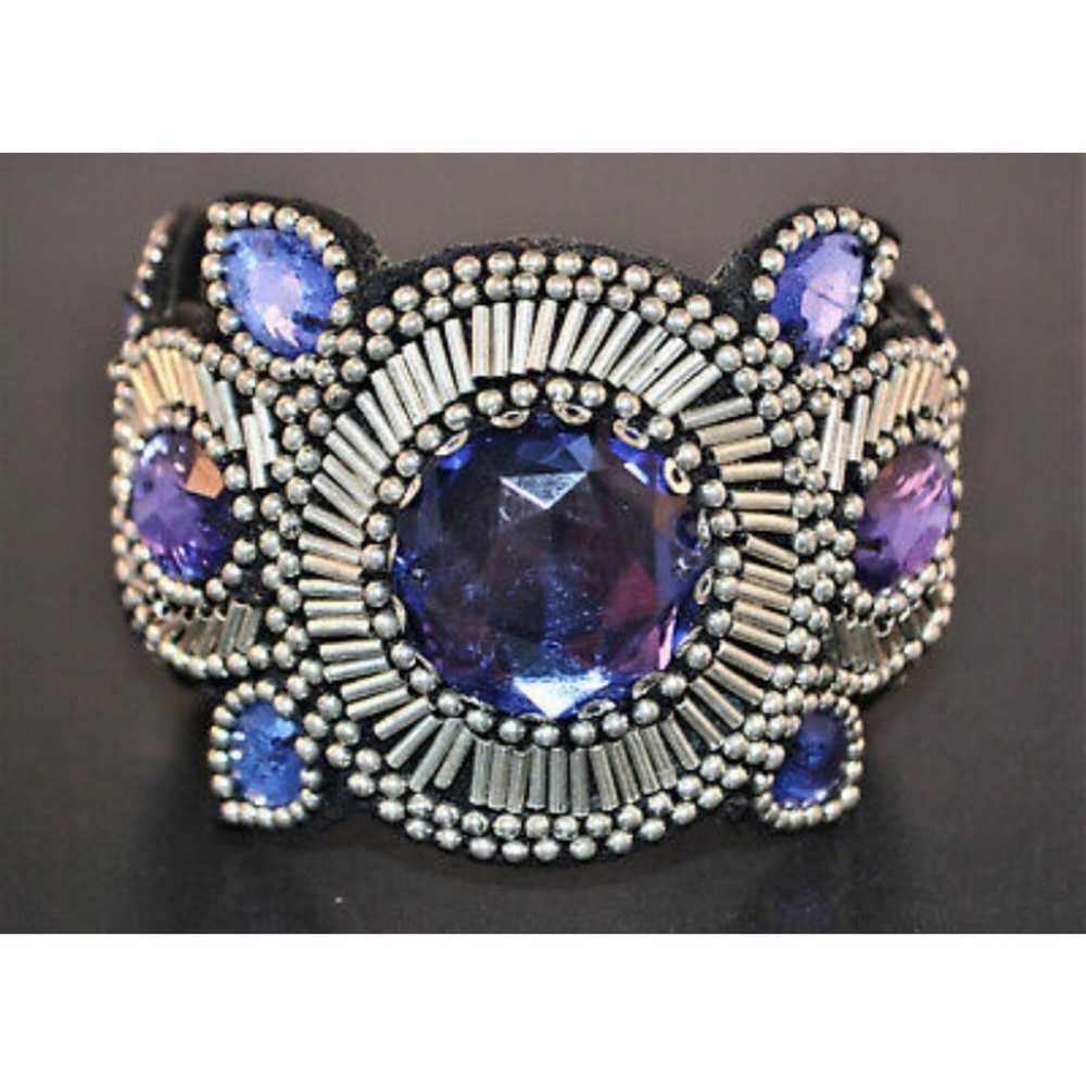 Vintage Purple and Blue leather cuff - image 1