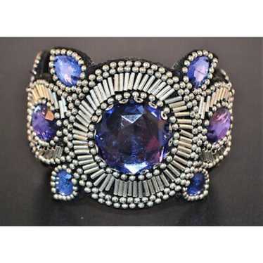 Vintage Purple and Blue leather cuff - image 1