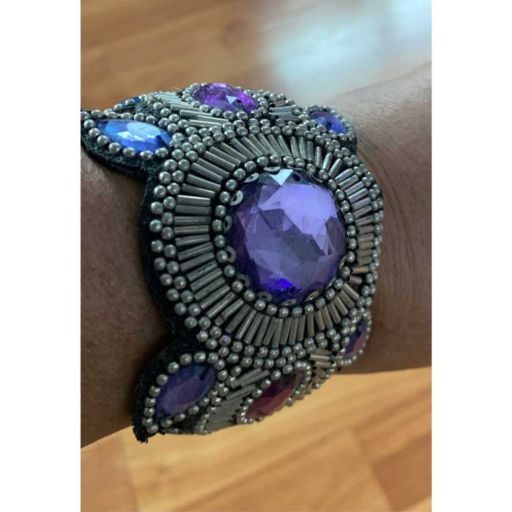 Vintage Purple and Blue leather cuff - image 2