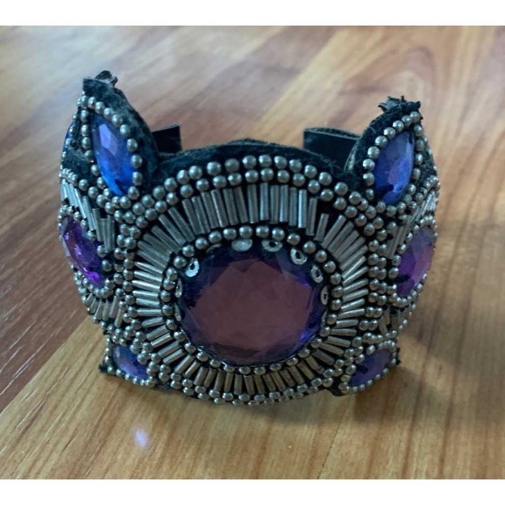 Vintage Purple and Blue leather cuff - image 3