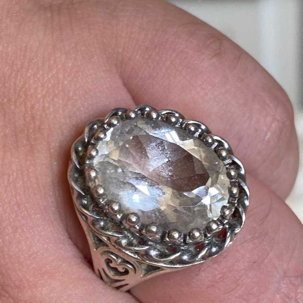 Vintage Sterling Silver 925 White Topaz Ring - image 10