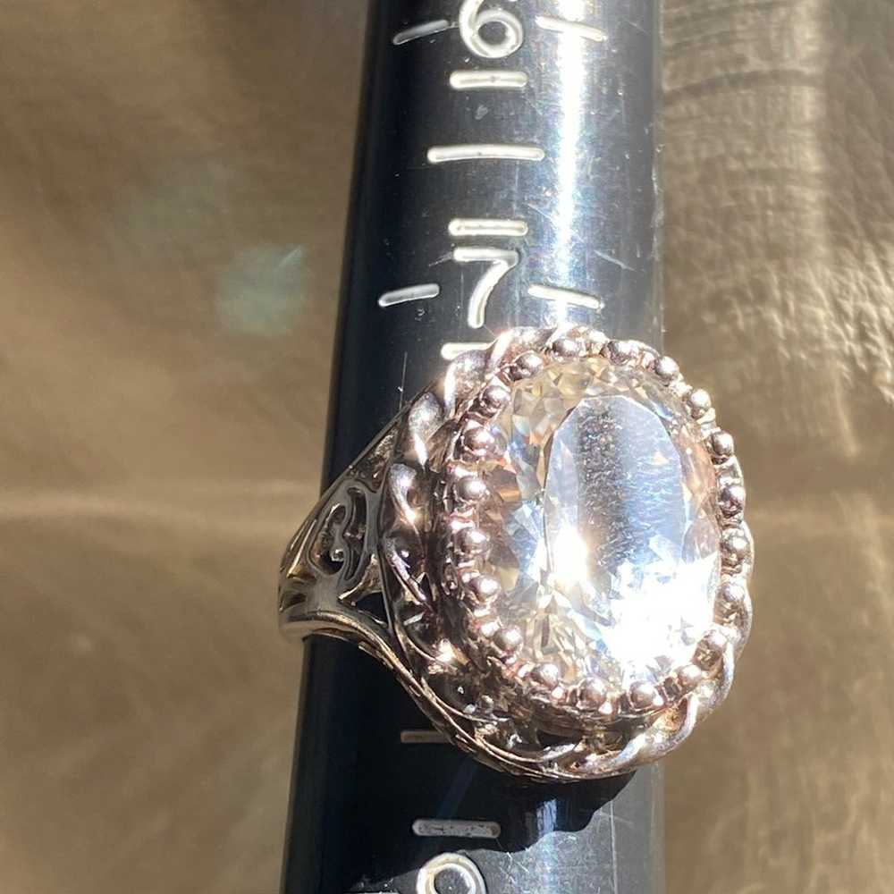 Vintage Sterling Silver 925 White Topaz Ring - image 2