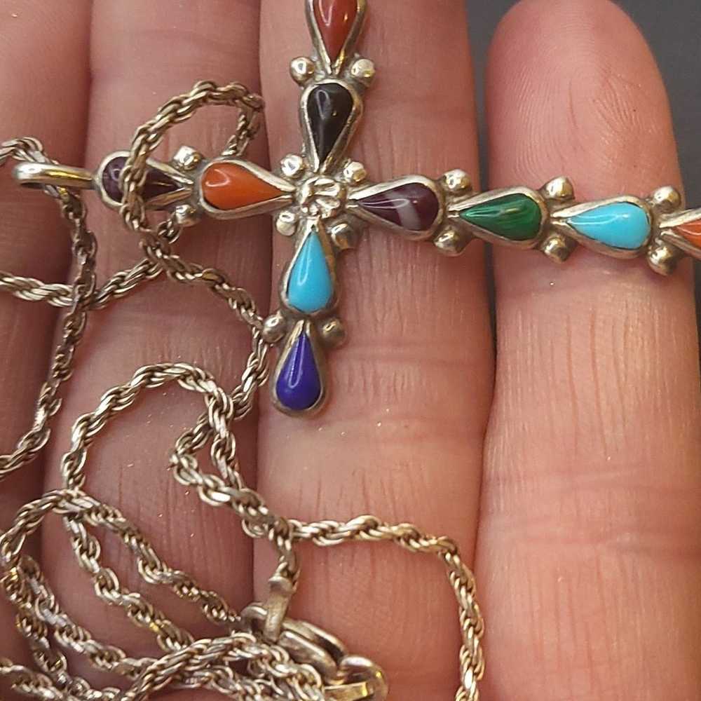 VTG SOUTHWESTERN STERLING SILVER MULTI GEMSTONE C… - image 10