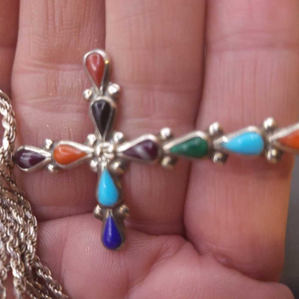 VTG SOUTHWESTERN STERLING SILVER MULTI GEMSTONE C… - image 11