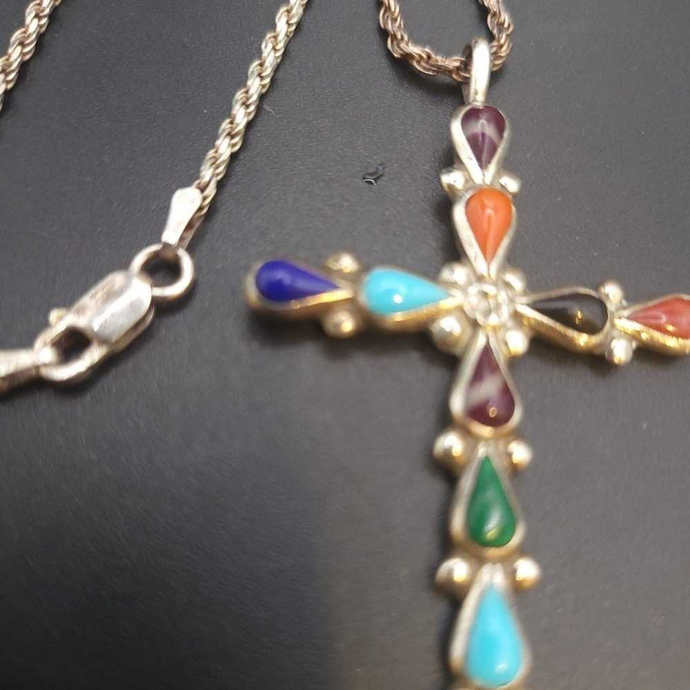 VTG SOUTHWESTERN STERLING SILVER MULTI GEMSTONE C… - image 2