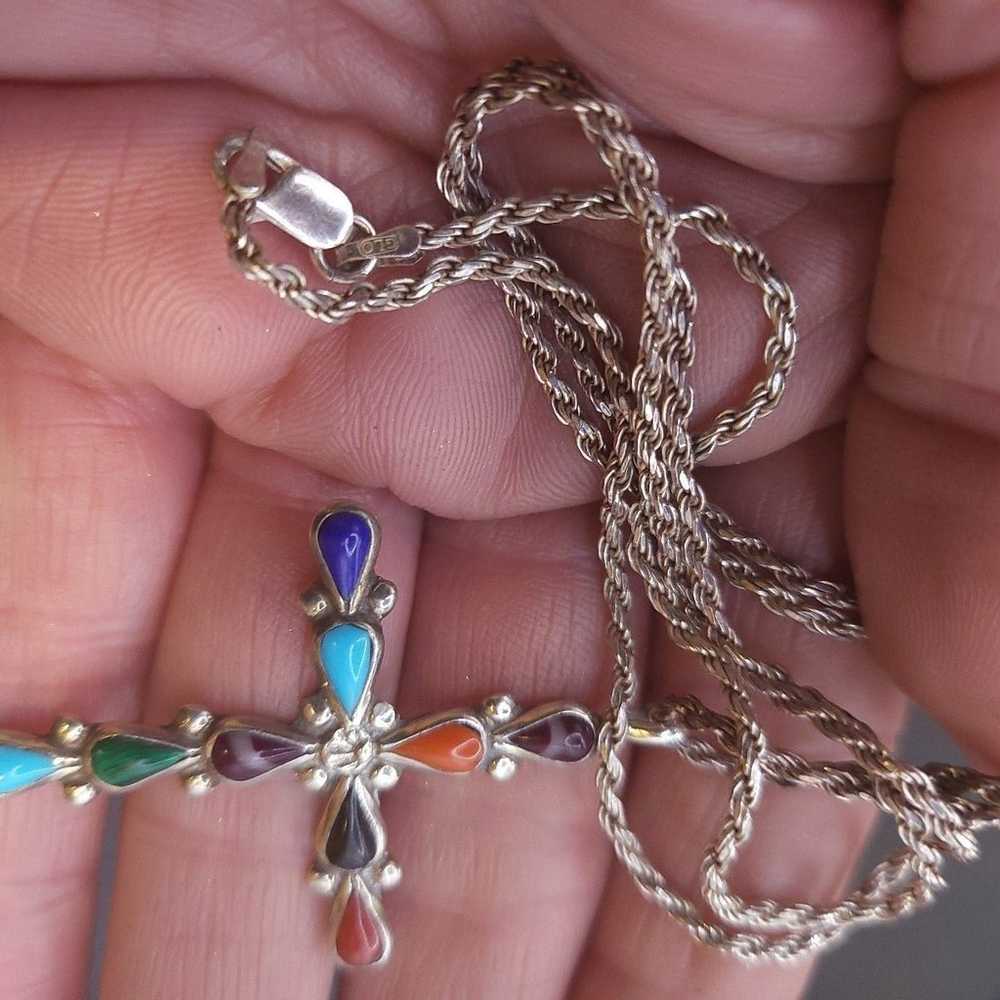 VTG SOUTHWESTERN STERLING SILVER MULTI GEMSTONE C… - image 3