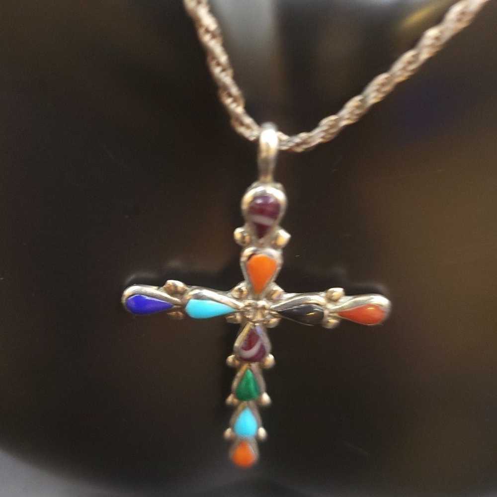 VTG SOUTHWESTERN STERLING SILVER MULTI GEMSTONE C… - image 5