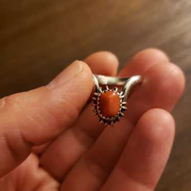 Vintage Sterling Silver Coral Ring - image 1