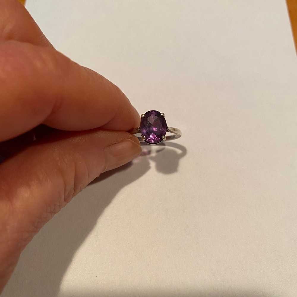 Vintage Sterling Silver Oval Amethyst Ring - image 2