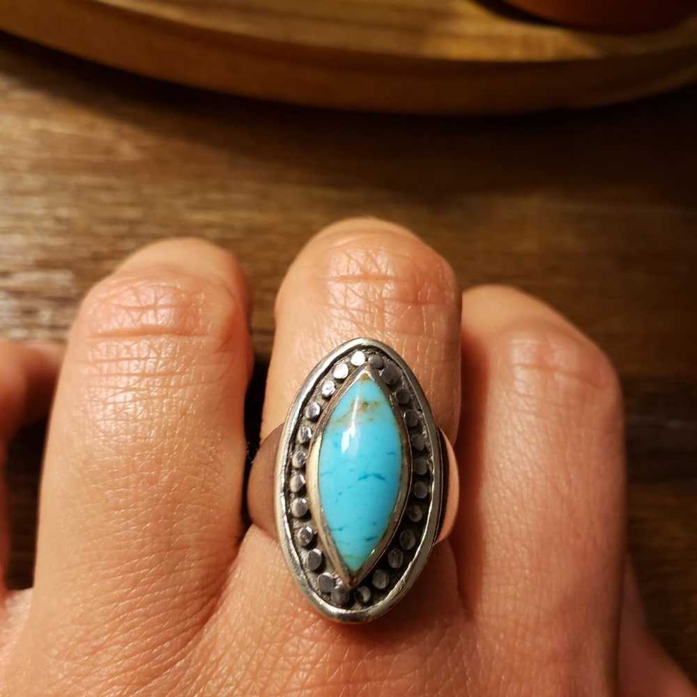 Vintage Sterling Silver Turquoise Ring - image 10