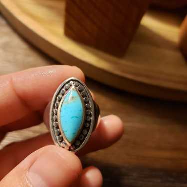 Vintage Sterling Silver Turquoise Ring - image 1