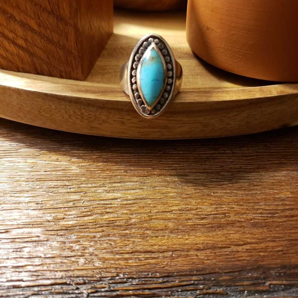 Vintage Sterling Silver Turquoise Ring - image 4