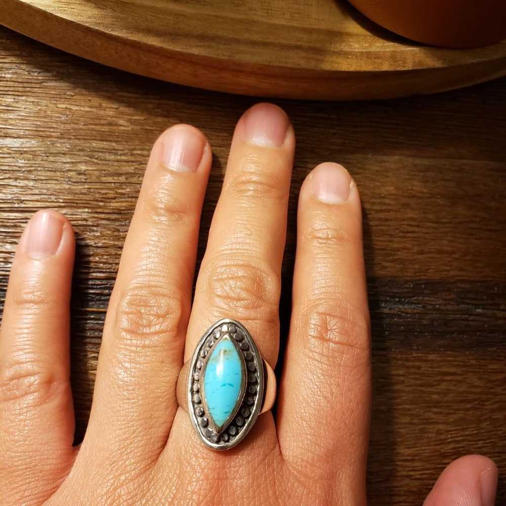 Vintage Sterling Silver Turquoise Ring - image 5