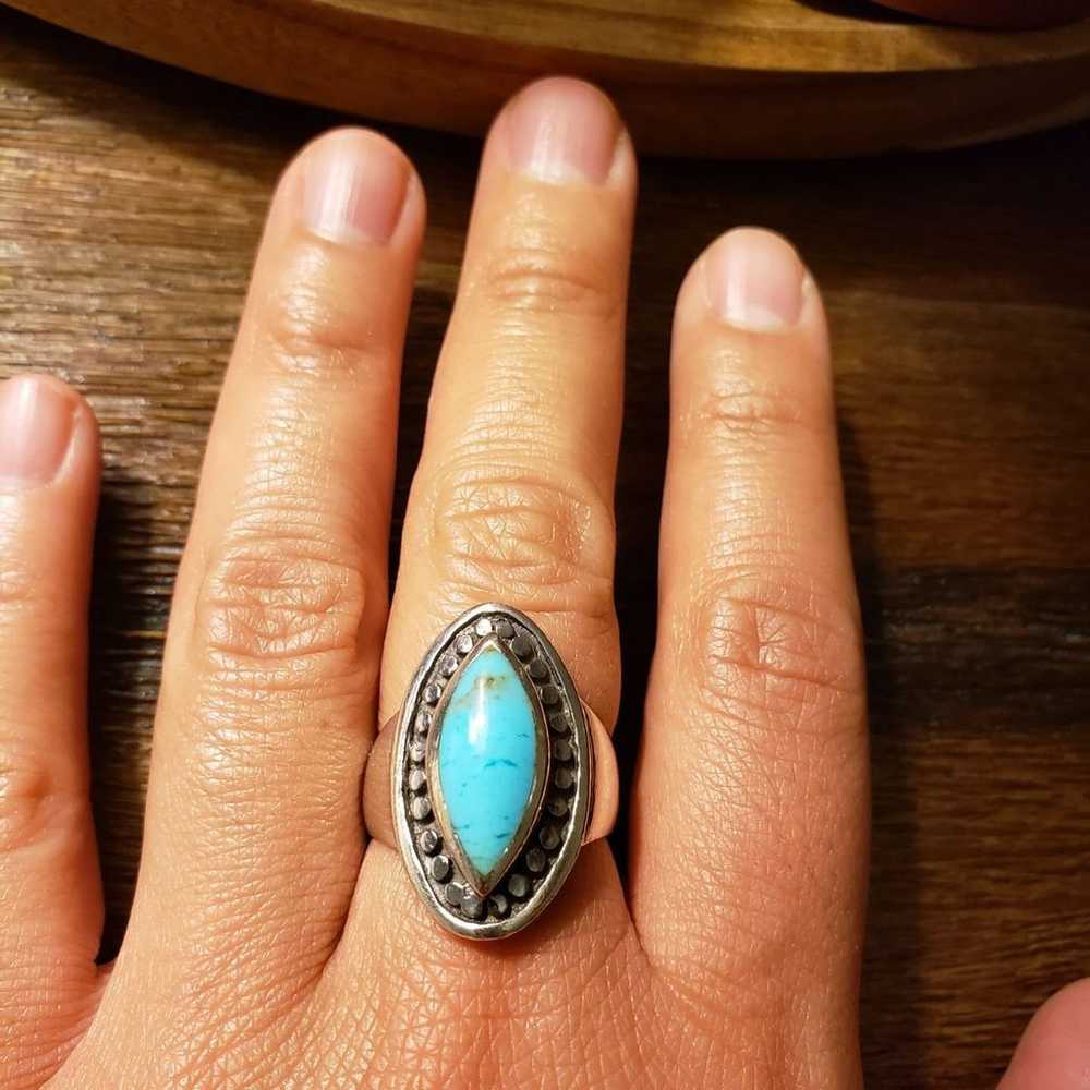 Vintage Sterling Silver Turquoise Ring - image 6