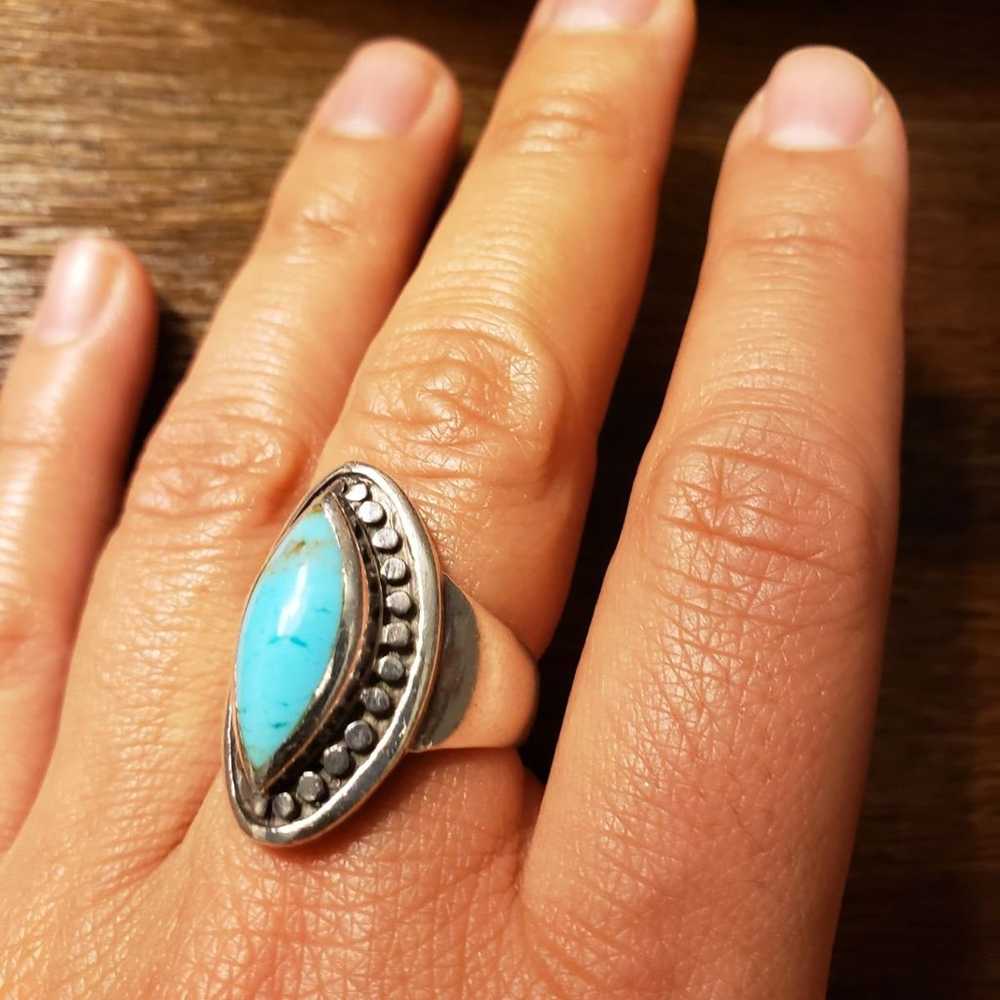 Vintage Sterling Silver Turquoise Ring - image 8