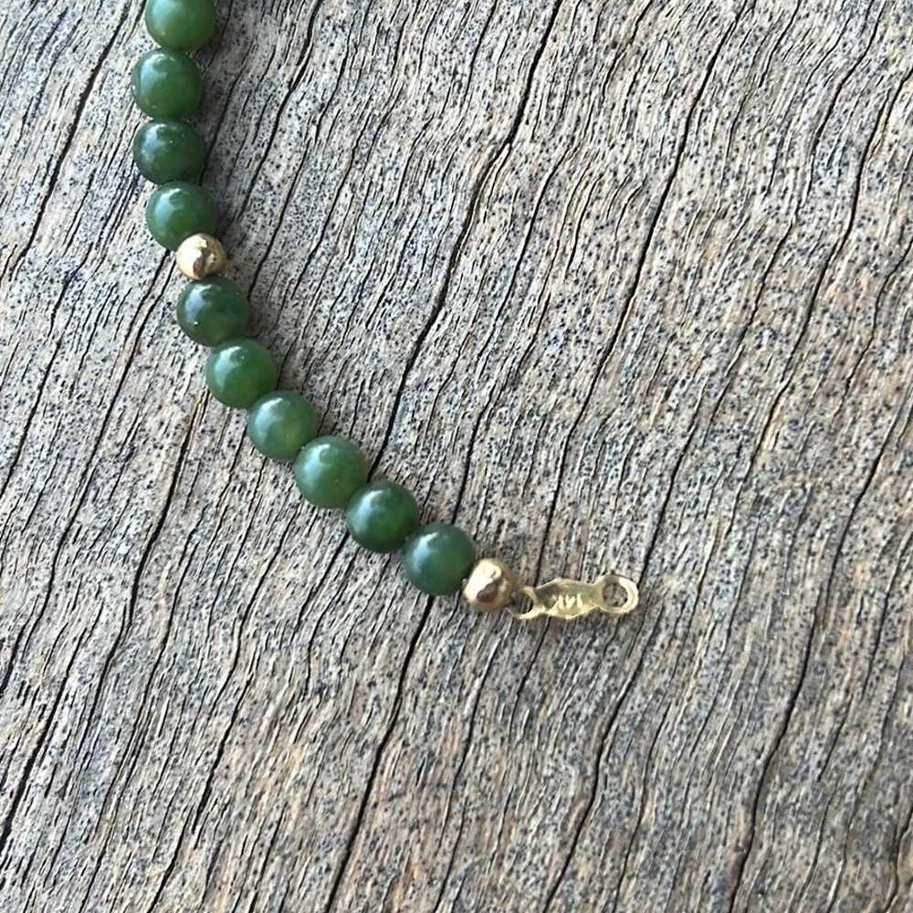 Vintage green jade 14k bracelet beads - image 5