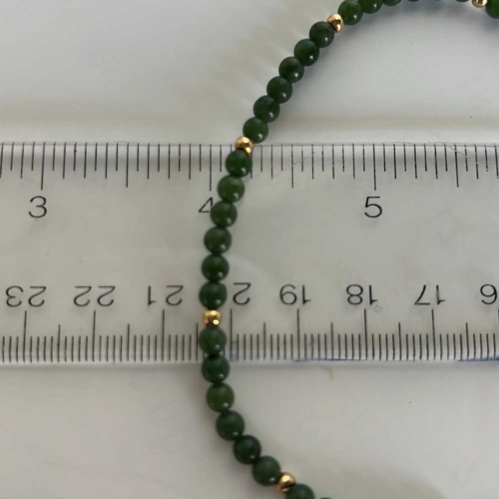 Vintage green jade 14k bracelet beads - image 6