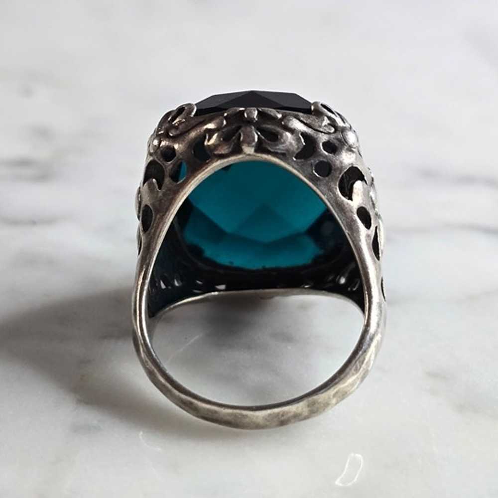 Womens Vintage Estate Sterling Silver Aqua Stone … - image 4