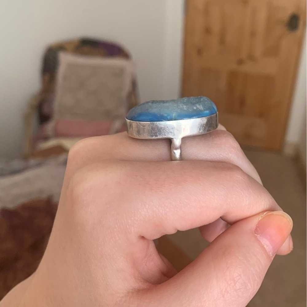 Blue Geode Sterling Silver Ring - image 2