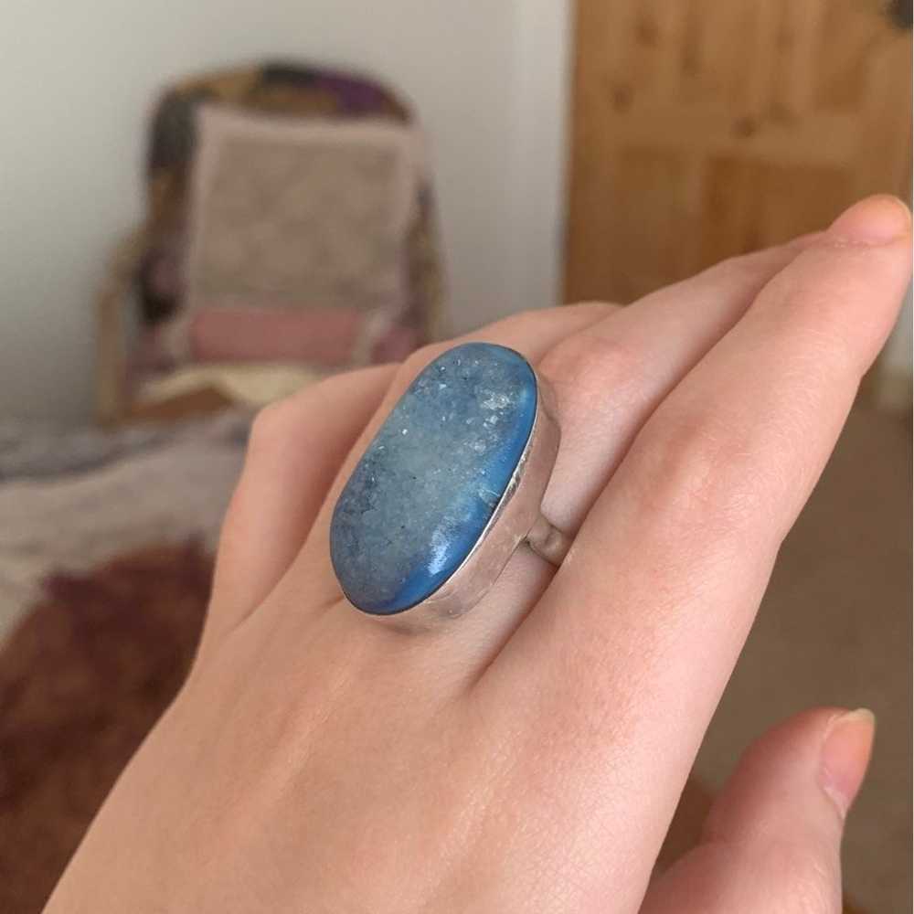 Blue Geode Sterling Silver Ring - image 4